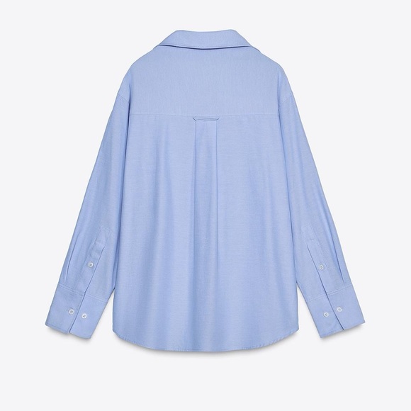 NWOT Zara Sky Blue Casual Button Down Shirt - Picture 11 of 13